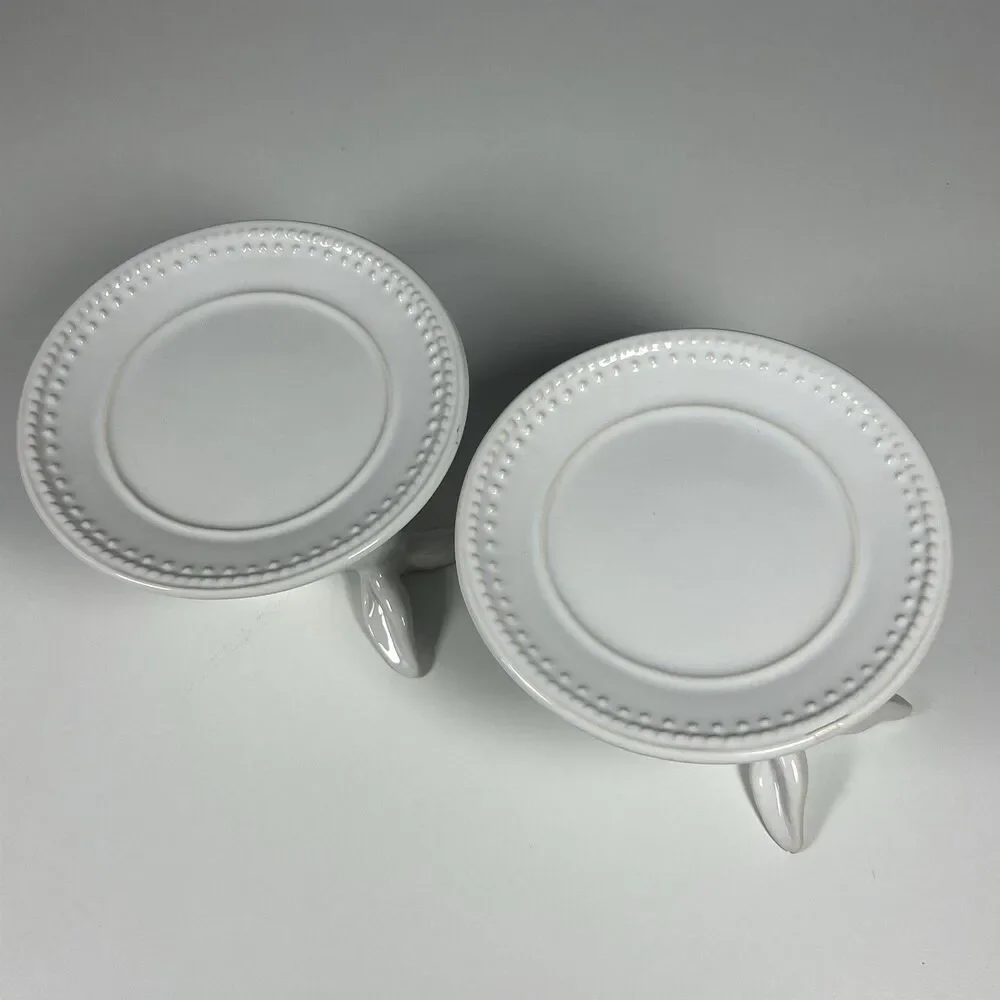 Pottery Barn Easter Bunny Dessert Cupcake Stand White Glazed Stoneware Set